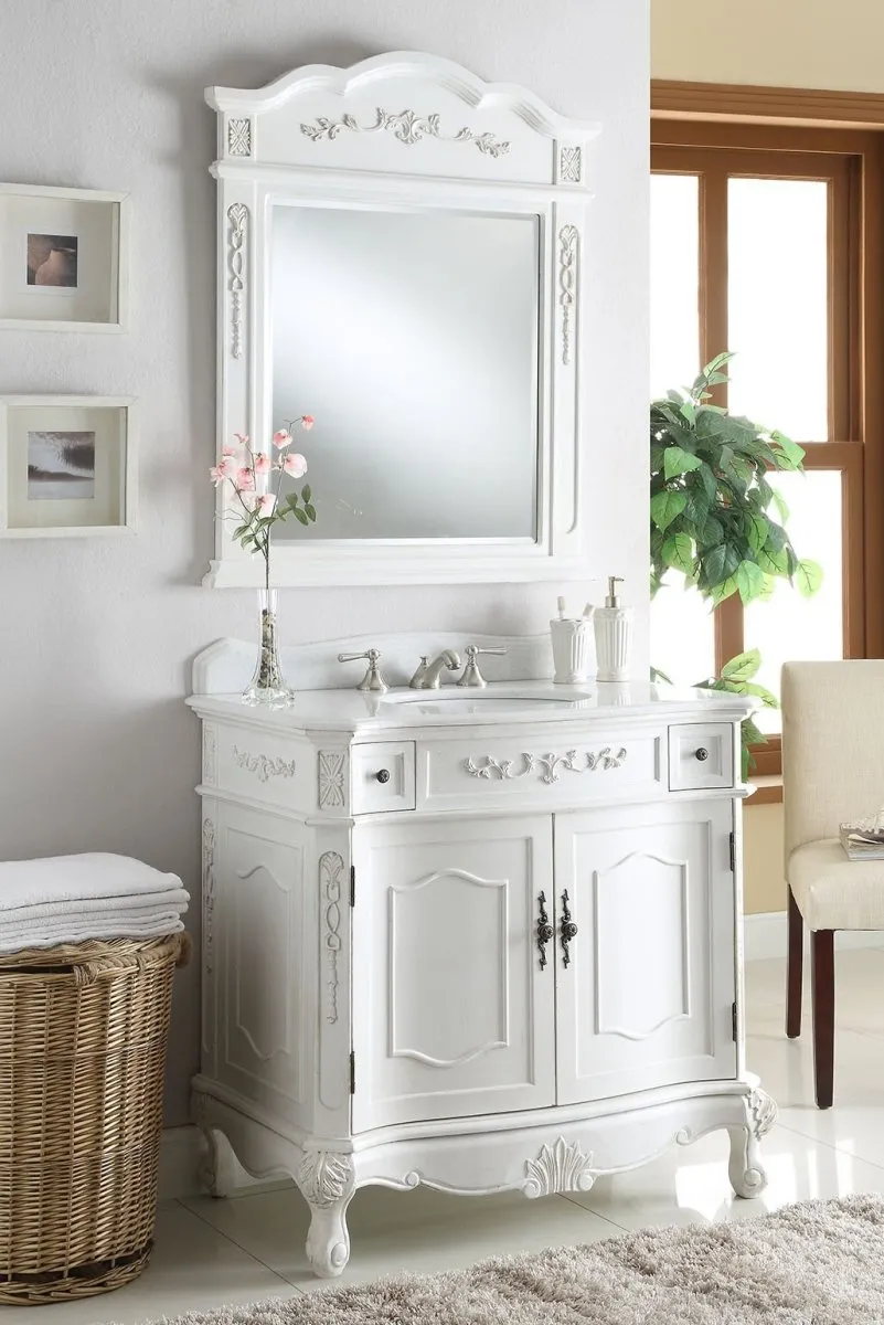 36" classic style antique white Fairmont Bathroom Sink Vanity BC-3905W-AW-36