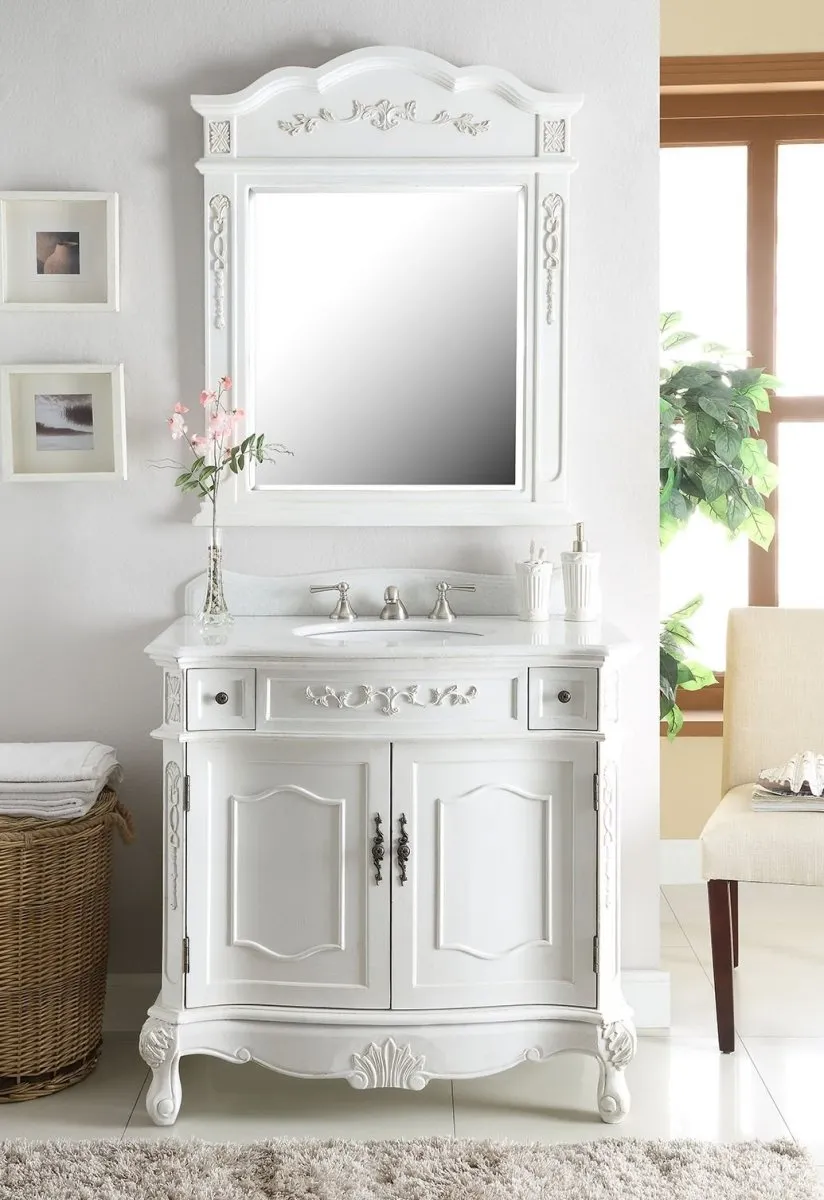 36" classic style antique white Fairmont Bathroom Sink Vanity BC-3905W-AW-36