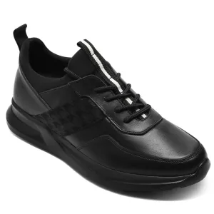 7 CM/2.76 Inches CMR CHAMARIPA Men's Black Leather Height Increasing Sneakers