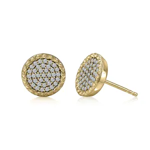 A. Jaffe 14K Yellow Gold 0.37cttw. Diamond Center w/ Quilted Borders Stud Earrings