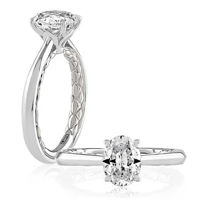 A. Jaffe Oval Solitaire Engagement Semi-Mounting in 14K White Gold