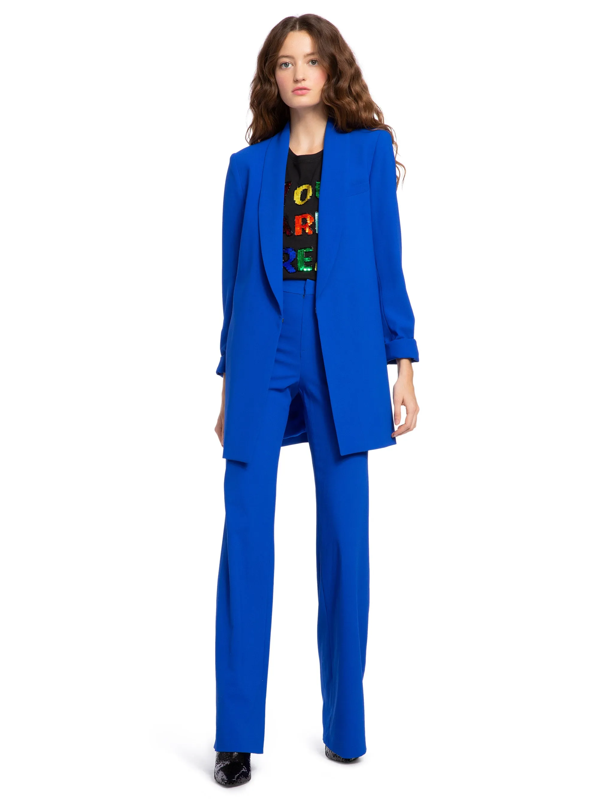 ALICE   OLIVIA - Jace Shawl Collar Overeszd Blazer Cobalt