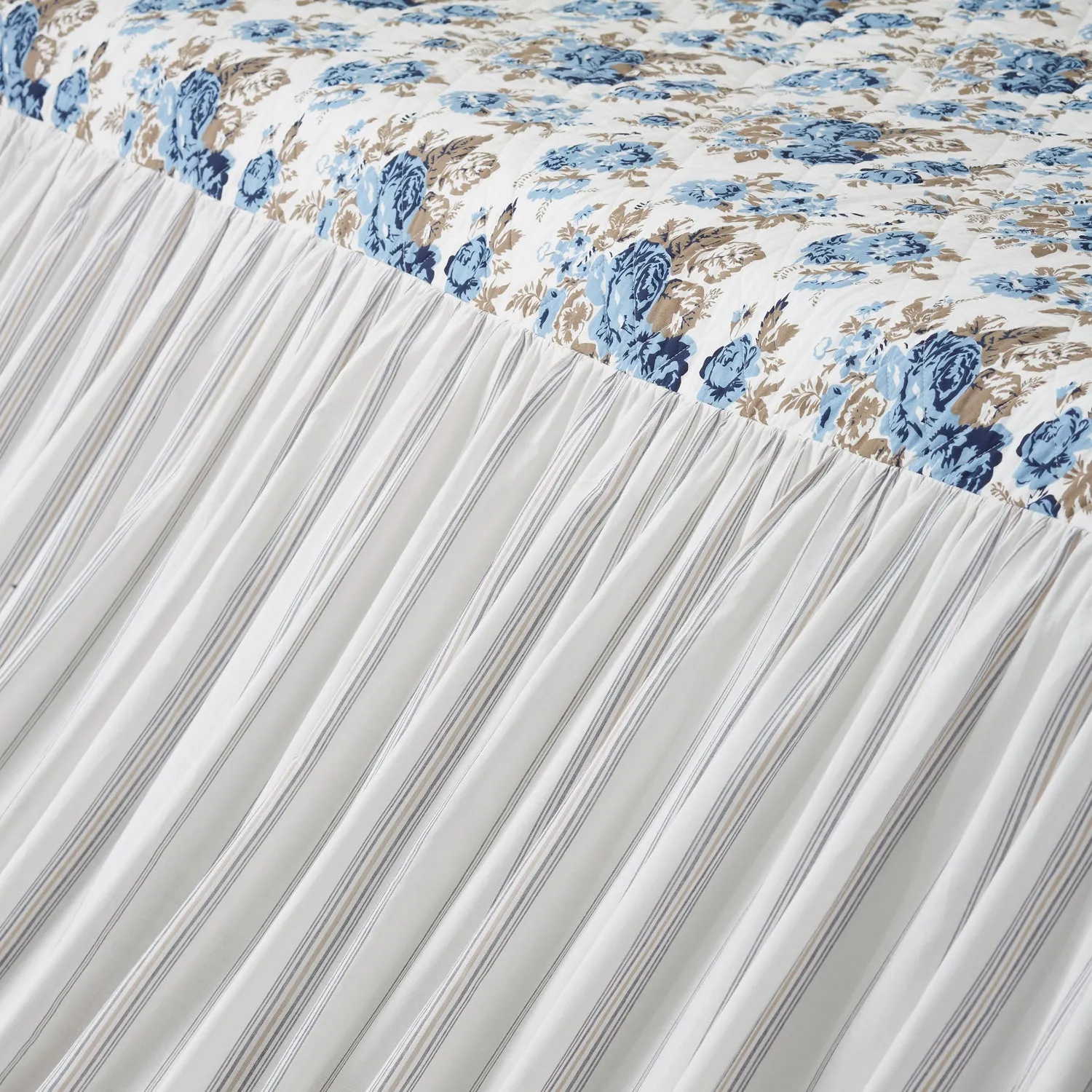 Annie Blue Floral Ruffled Twin Coverlet 76x39 27