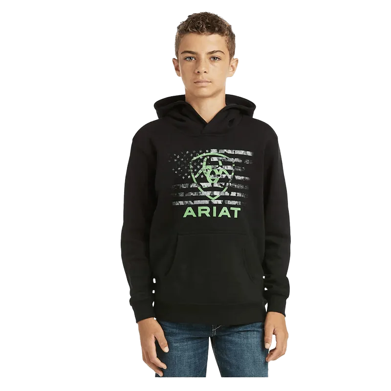 Ariat Boy's Black Basic Hood Outerwear Sweatshirt