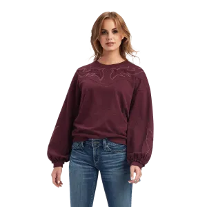 Ariat Women's Stitched Wine Crew Sweatshirt