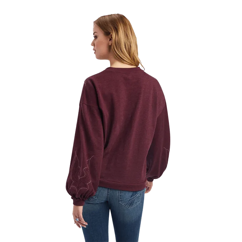 Ariat Women's Stitched Wine Crew Sweatshirt