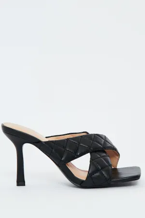 Black Quilted Crossover Heels - Sorrel