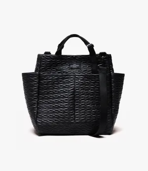 Carry-All Beach Bag – Black Quilted Fake Leather