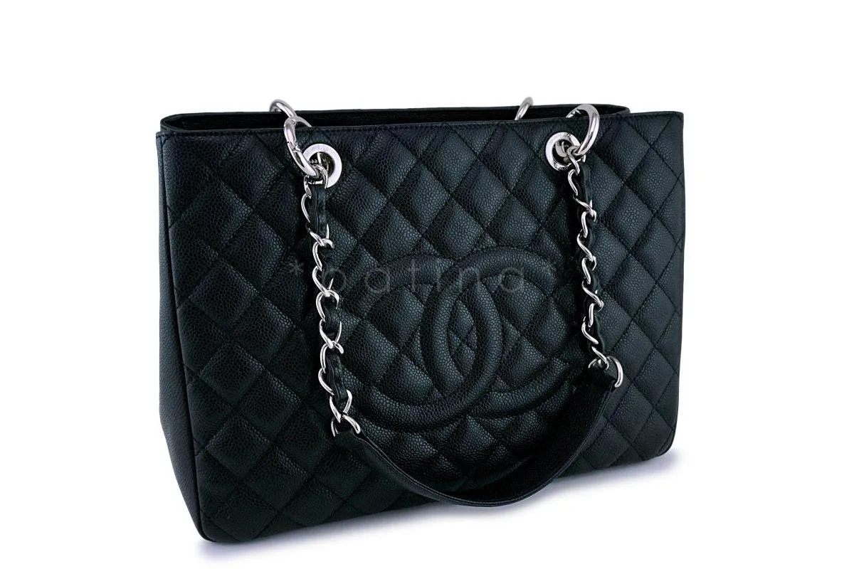 Chanel Black Caviar Classic Grand Shopper Tote GST Shopping Bag SHW