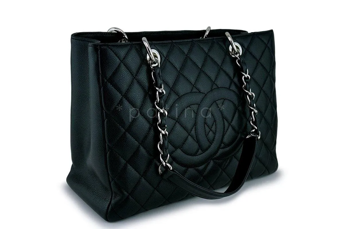 Chanel Black Caviar Classic Grand Shopper Tote GST Shopping Bag SHW