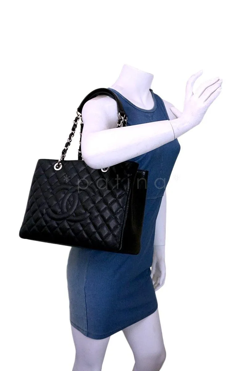 Chanel Black Caviar Classic Grand Shopper Tote GST Shopping Bag SHW