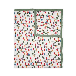 Cotton Muslin Quilted Throw - Christmas Bulbs