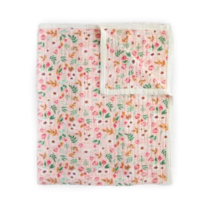 Cotton Muslin Quilted Throw - Vintage Floral