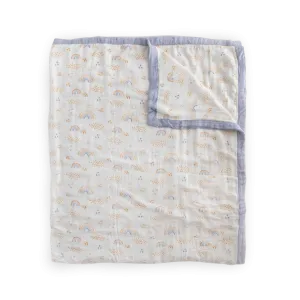 Deluxe Muslin Quilted Throw - Rainbows & Raindrops