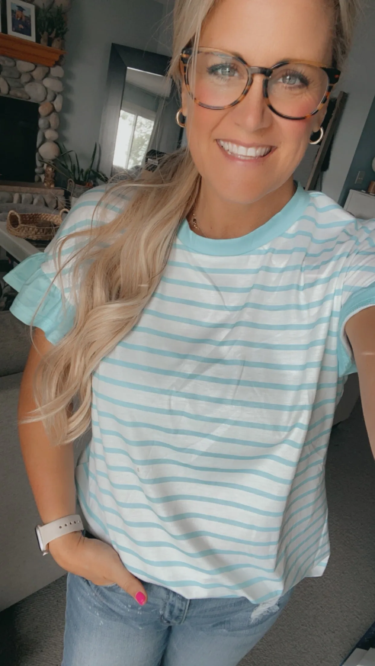 Ember Striped Ruffle Sleeve Tunic | S-XL