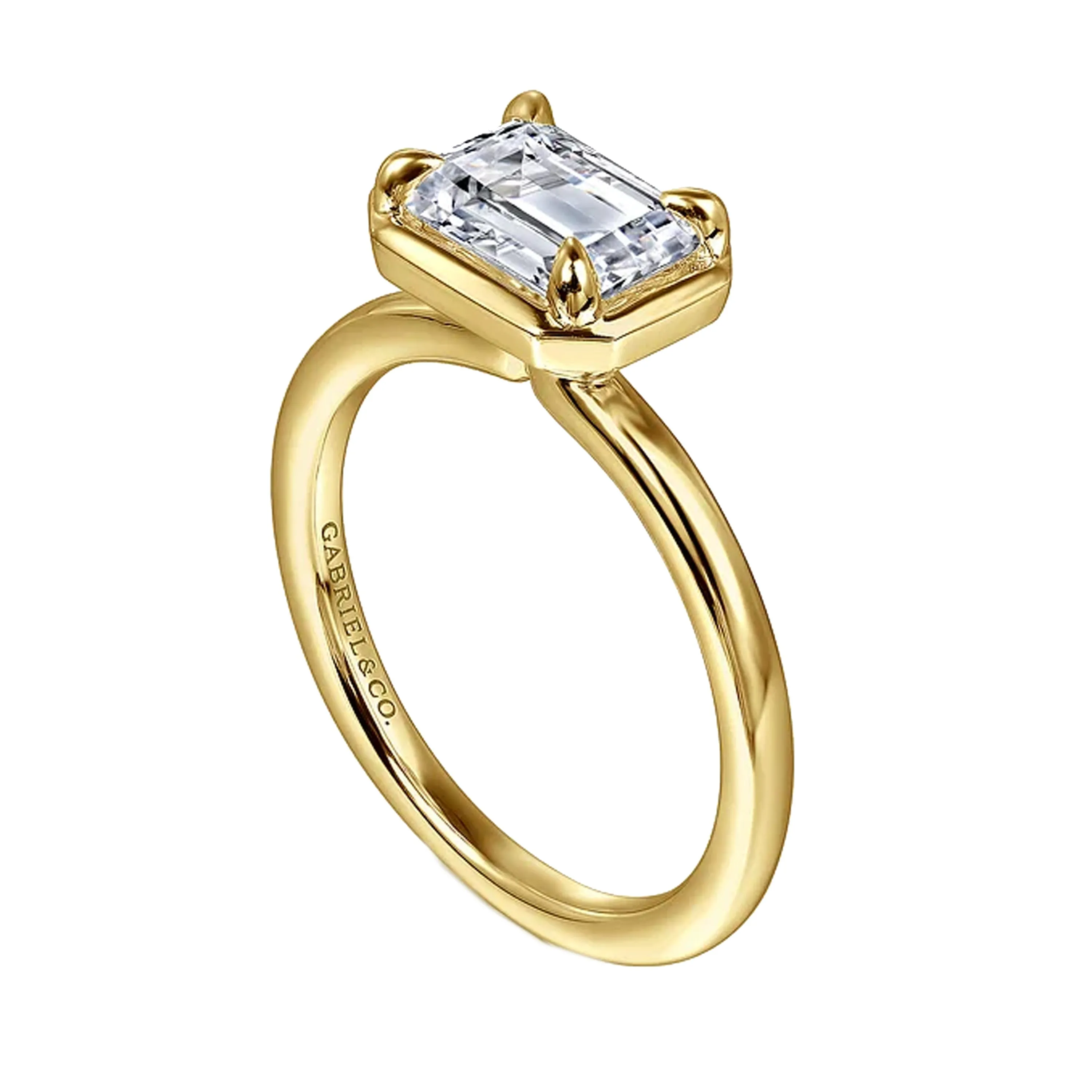 Gabriel 14K Yellow Gold Emerald Cut Diamond Engagement Ring Mounting