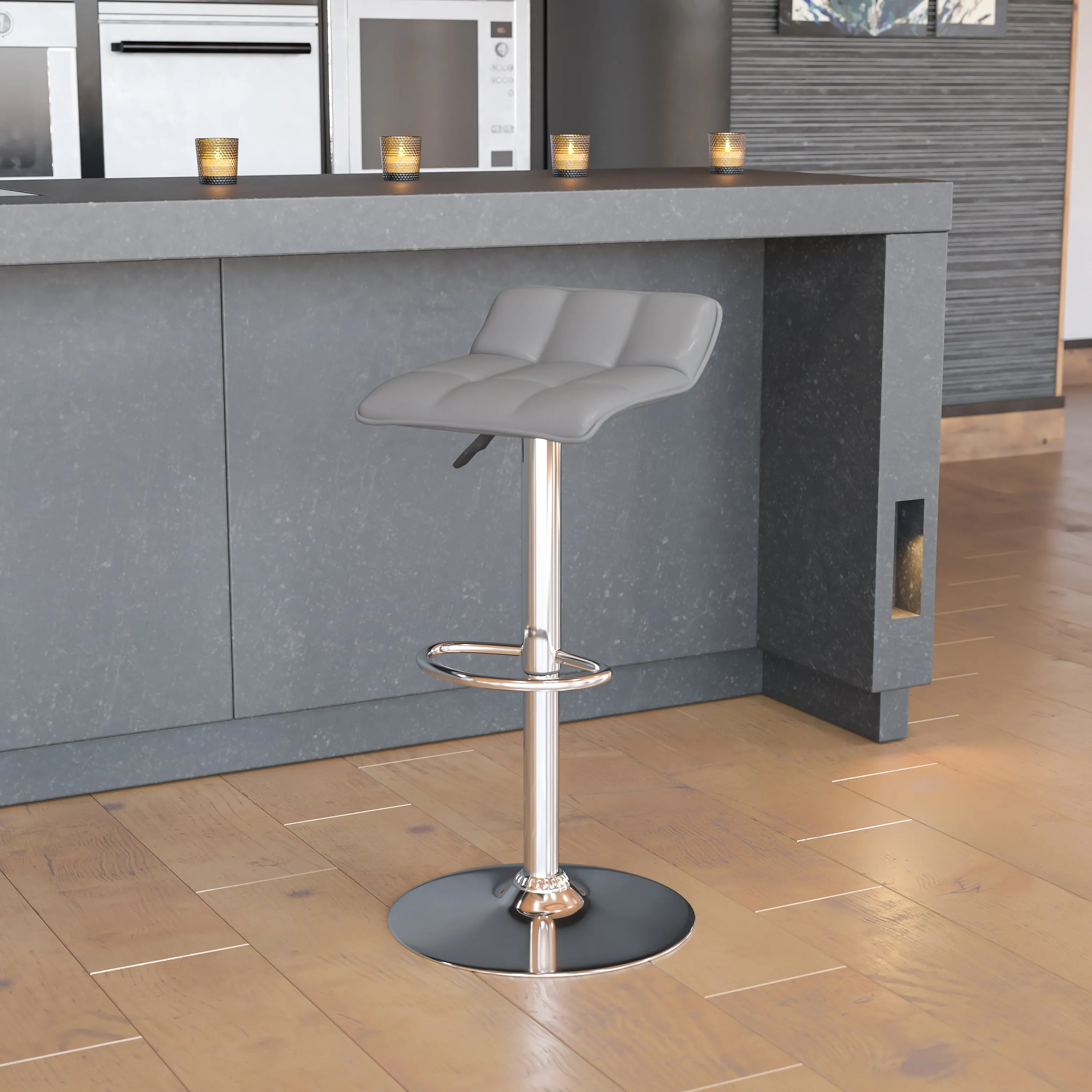 Gray Vinyl Barstool DS-801B-GY-GG