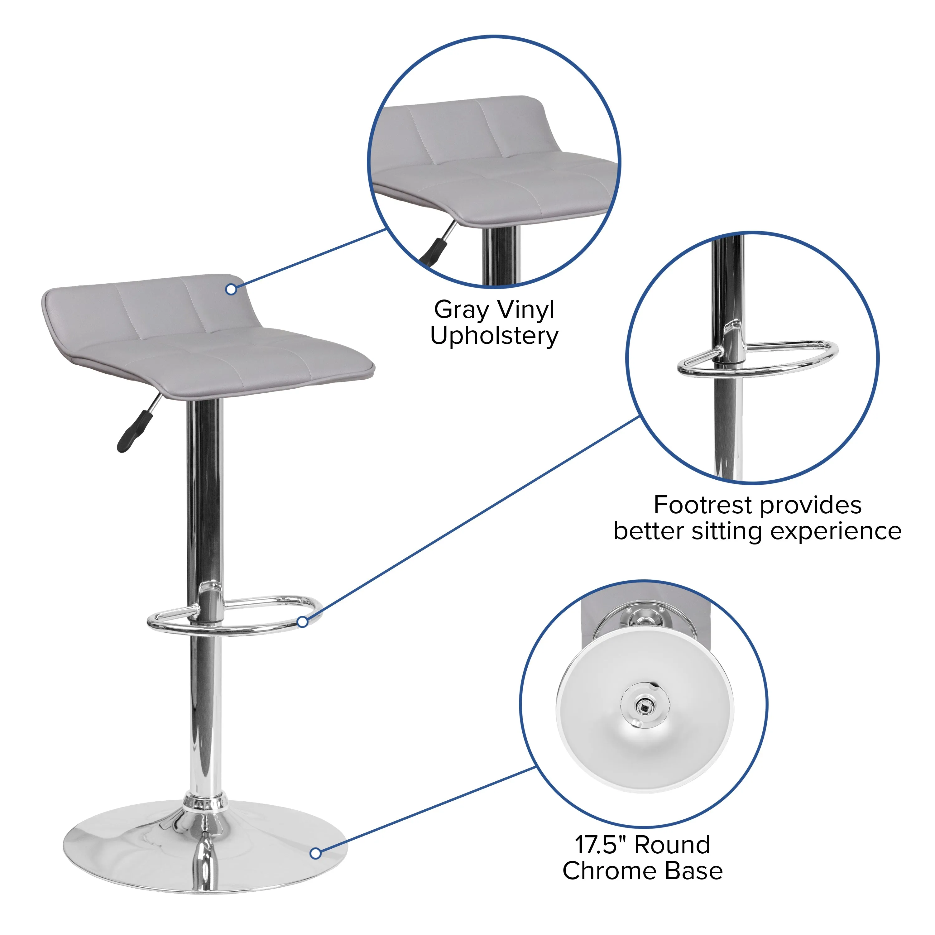 Gray Vinyl Barstool DS-801B-GY-GG