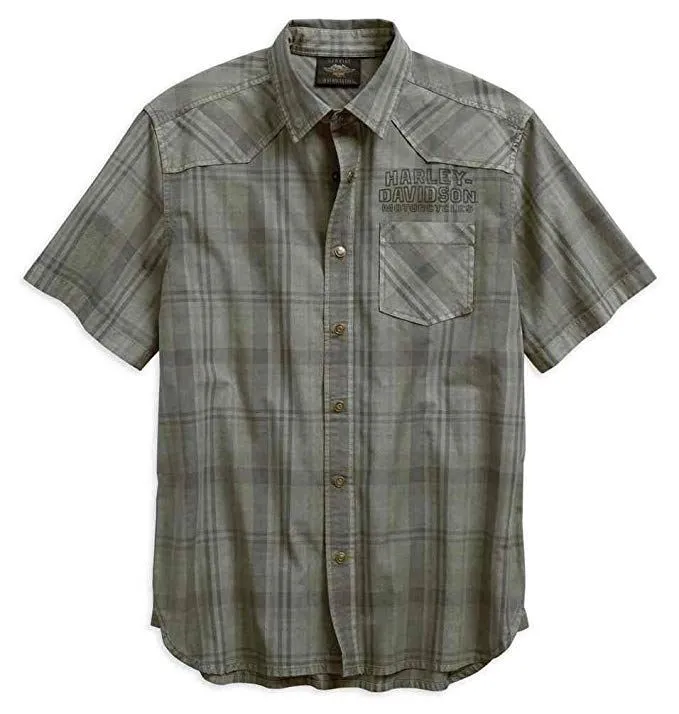 Harley-Davidson® Men's Over-Dyed Plaid Short Sleeve Woven Shirt 96540-19VM