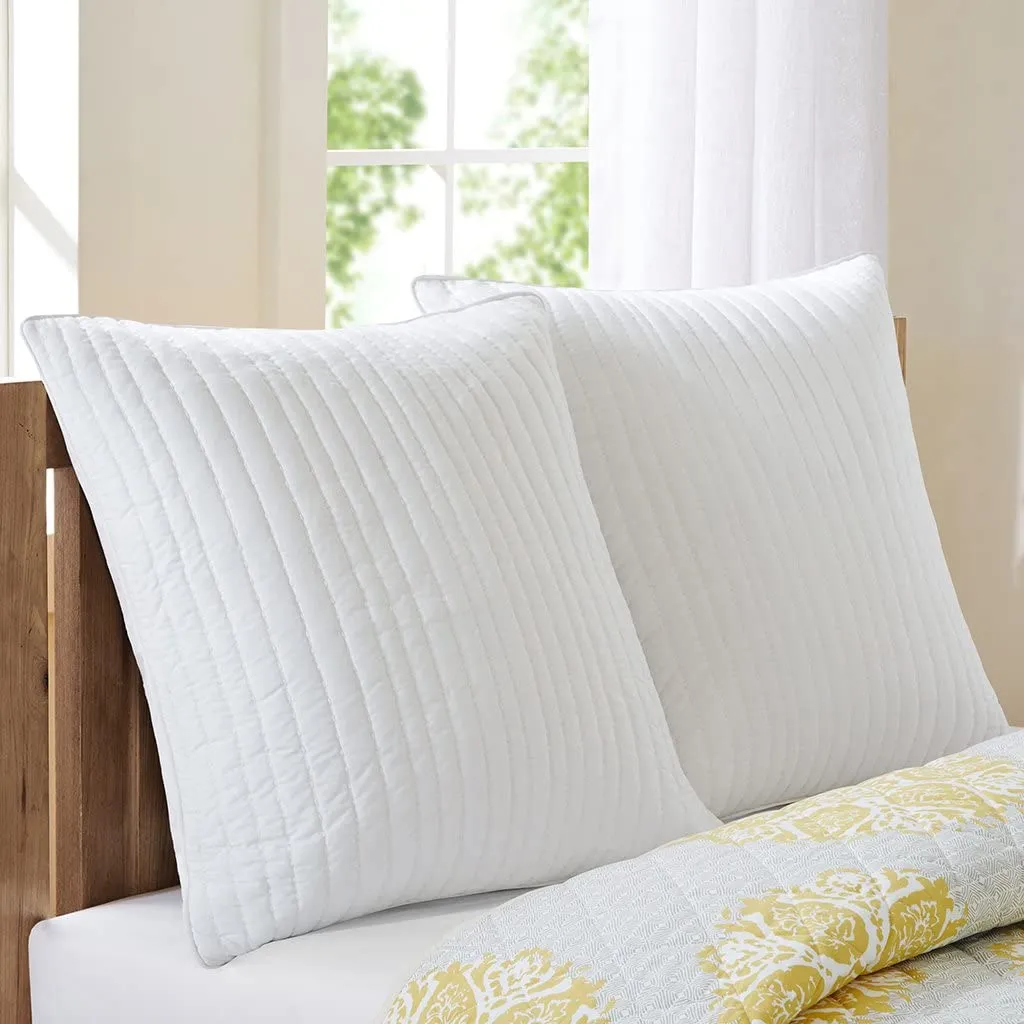 INK IVY II11-227 Camila Quilted Euro Sham in White, 26"X26"