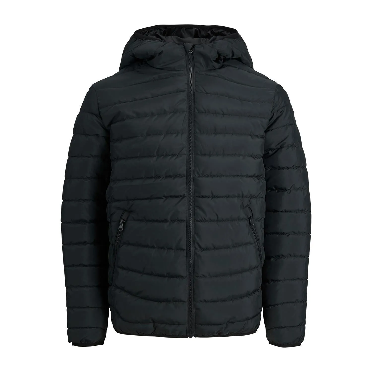 Jack & Jones Jacket Quilted Puffer Jacket Hoodie Zip Padded Jacket Black