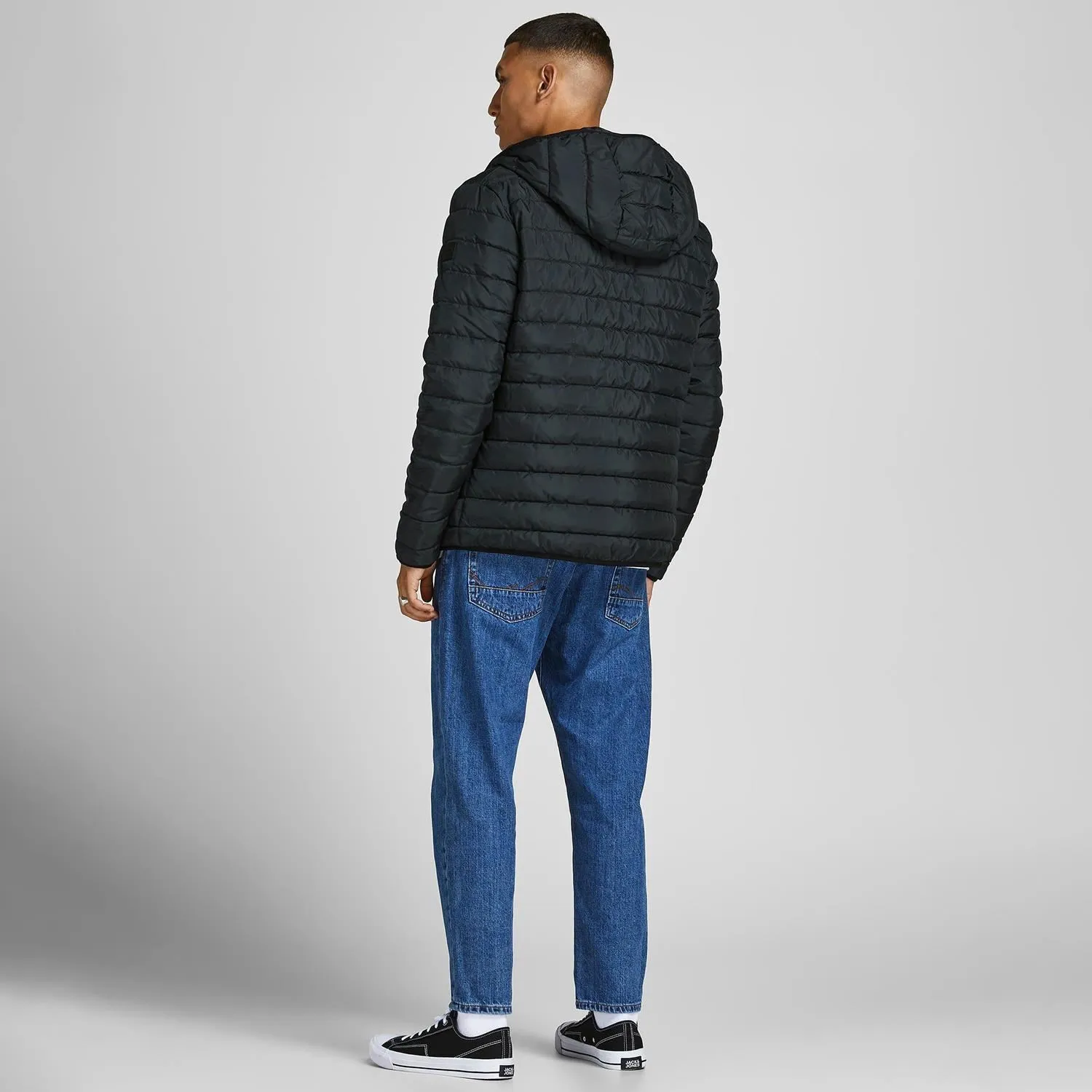 Jack & Jones Jacket Quilted Puffer Jacket Hoodie Zip Padded Jacket Black