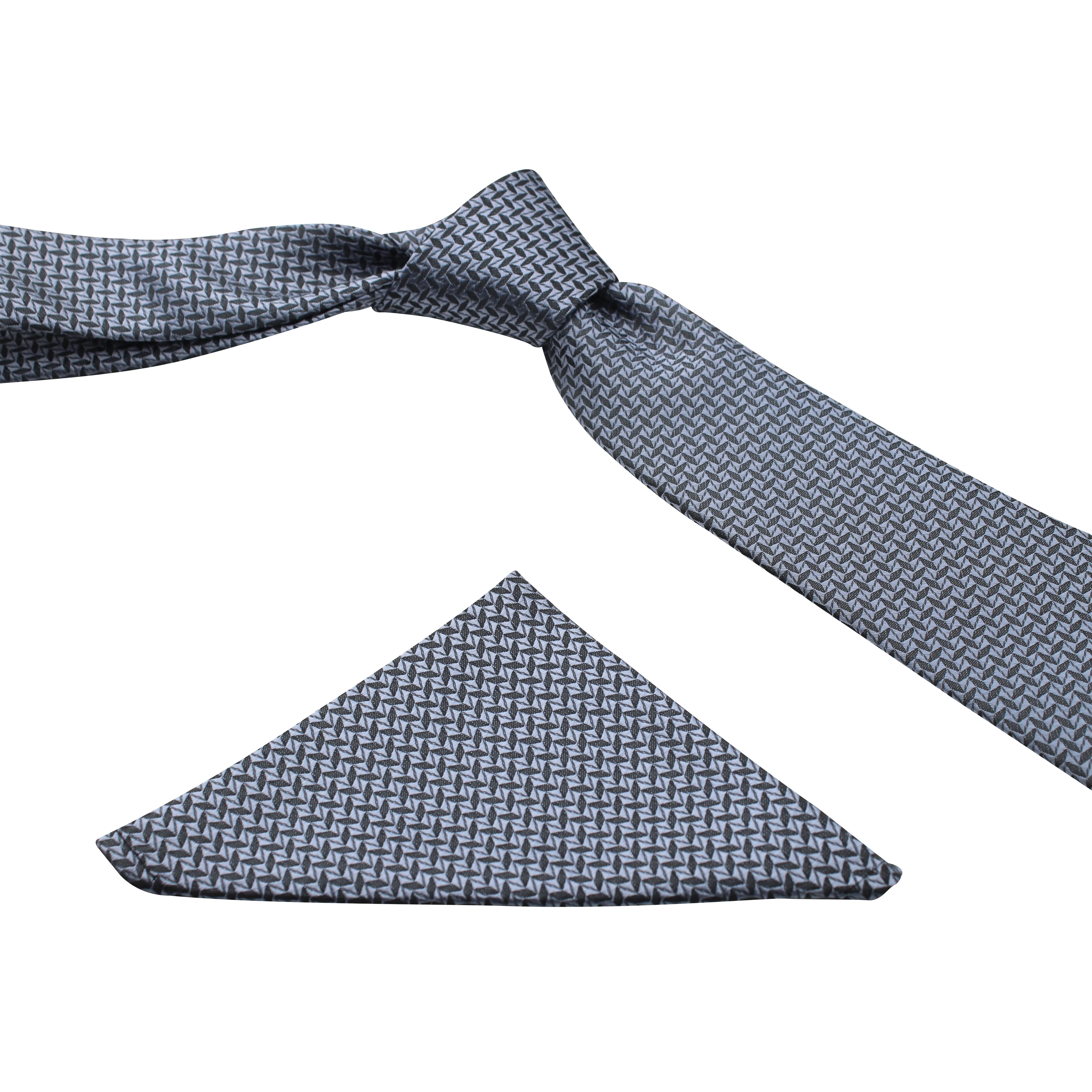 Kovove silver Abstract Necktie and Pocket Square Gift Box