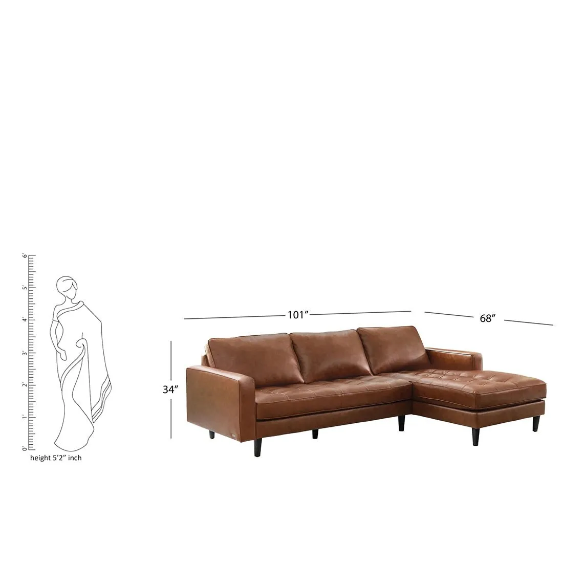 Kuffer 5 Seater Leatherette L Shape Sofa for Living Room