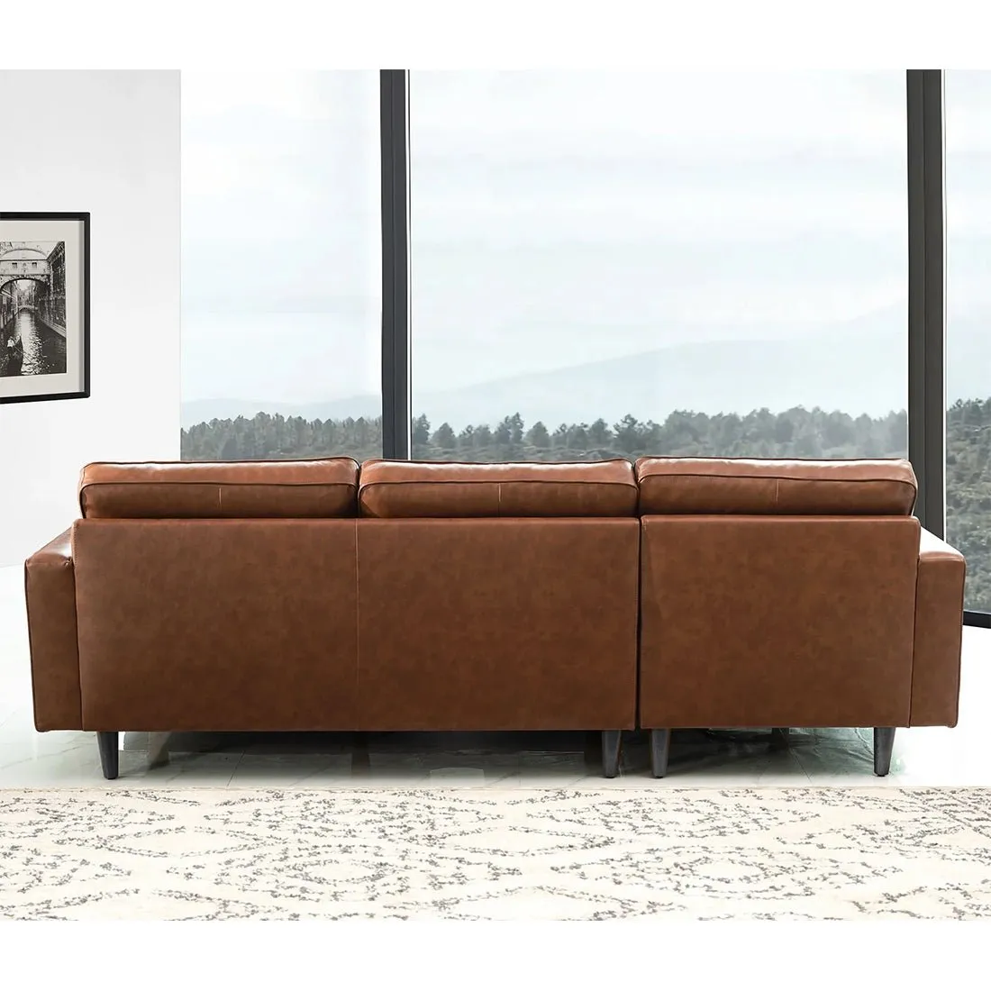 Kuffer 5 Seater Leatherette L Shape Sofa for Living Room