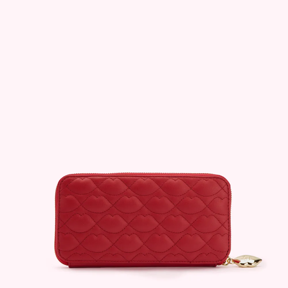 LULU RED LIP QUILTED LEATHER TANSY WALLET