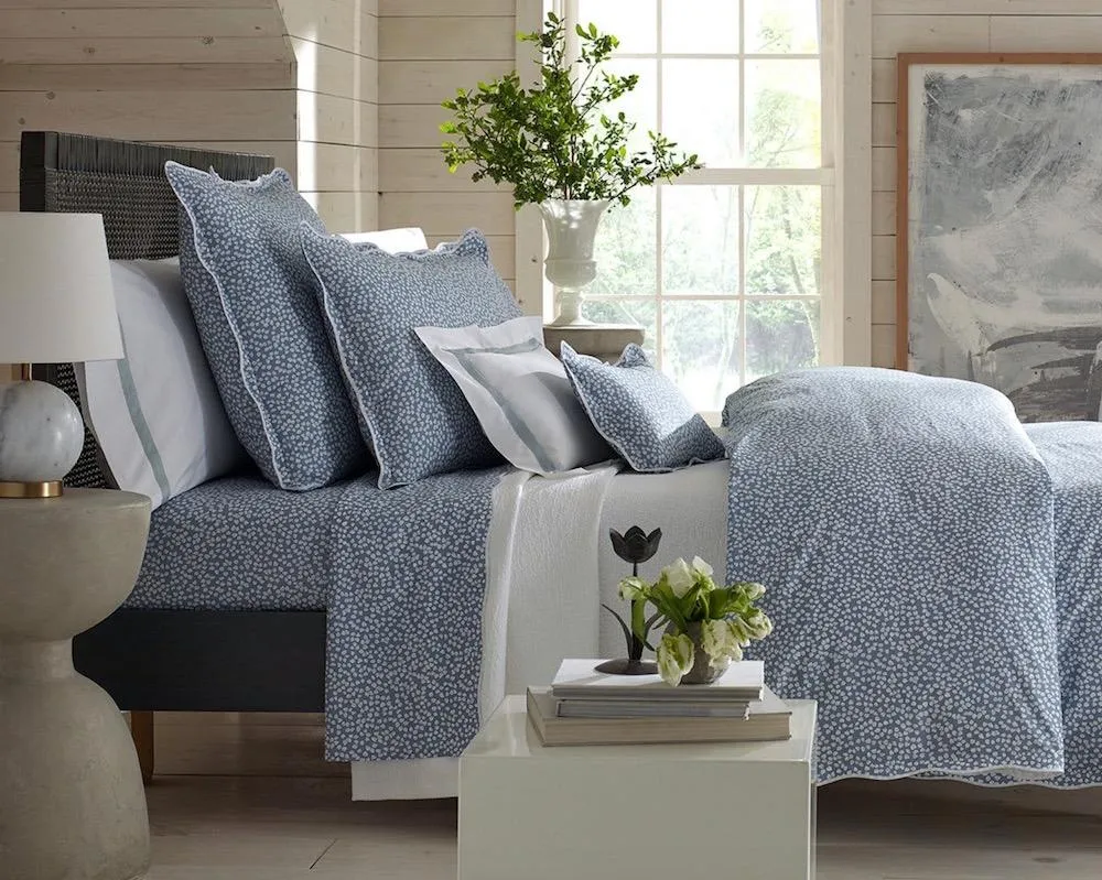 Margot Hazy Blue Quilted Euro Shams by Matouk