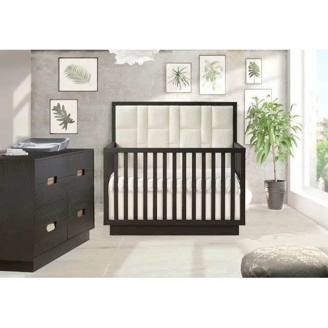 Natart Como 5-in-1 Convertible Crib with Upholstered Bouclé Panel Headboard