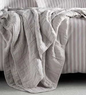 Pebble Grey Finn 100% Cotton Quilted Throw