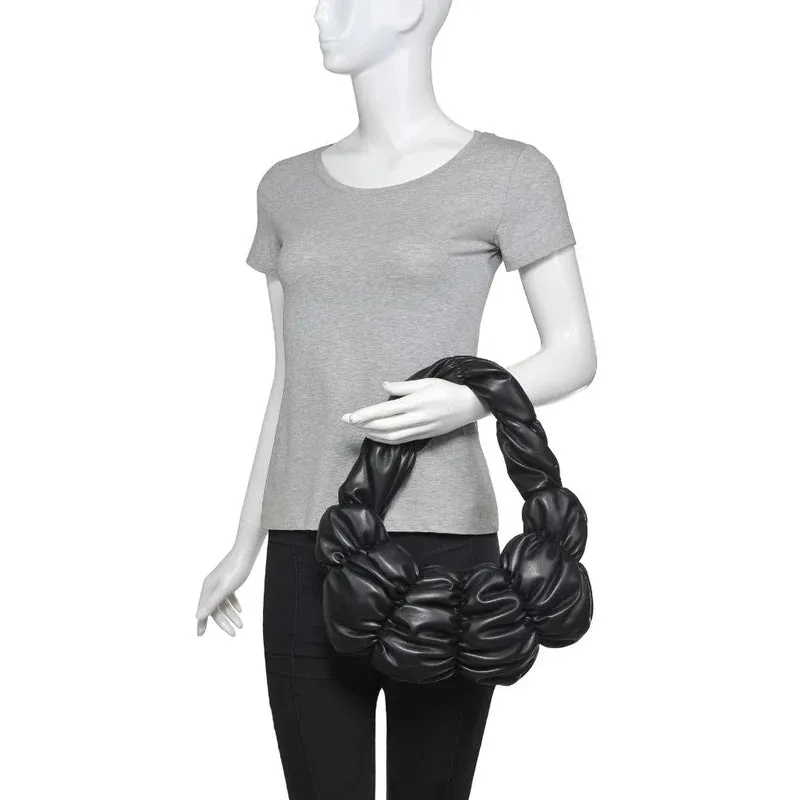 Puffy Quilted Crescent Clutch Handbag