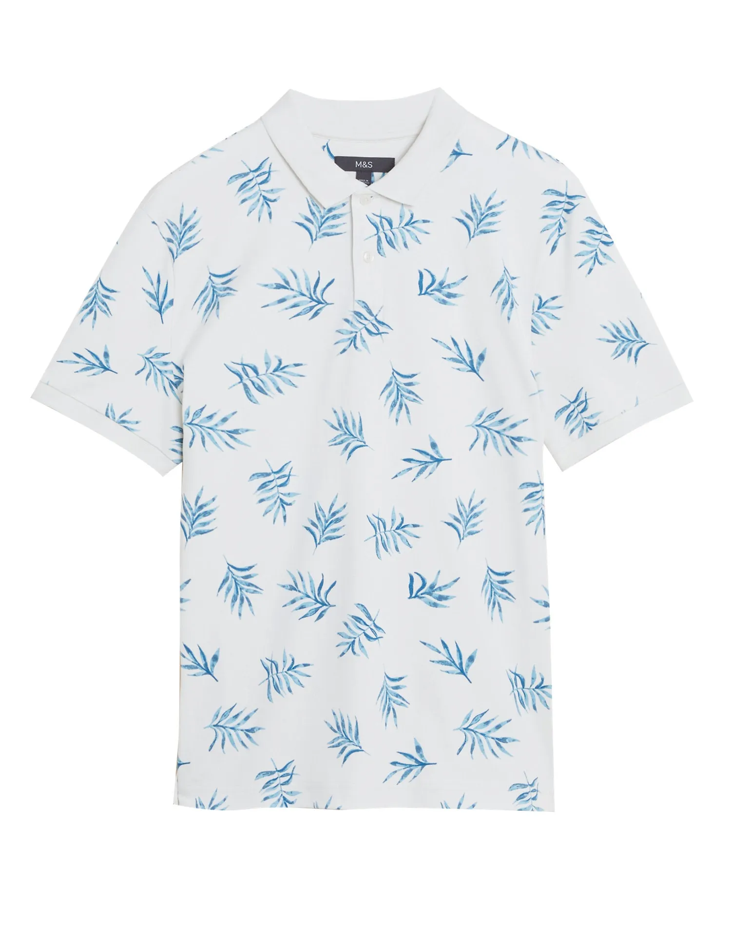 Pure Cotton Leaf Print Polo Shirt