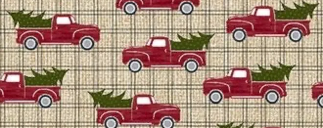 RED TRUCK HOLIDAY BEIGE FABRIC