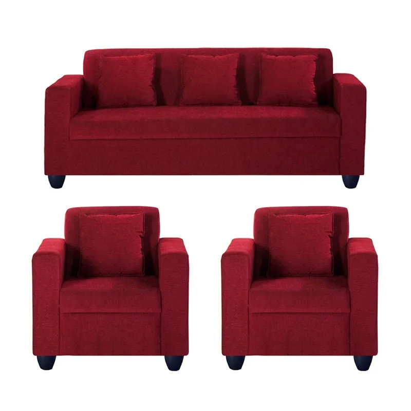 Ryan 5 Seater Fabric Sofa For Living Room ( 3 1 1, Red)