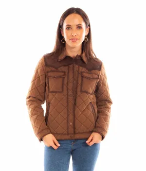 Scully Womens Quilted Snap Chocolate Cotton Cotton Jacket