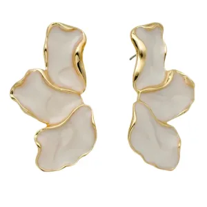 TEEK - Irregular Metal Cream Petal Earrings