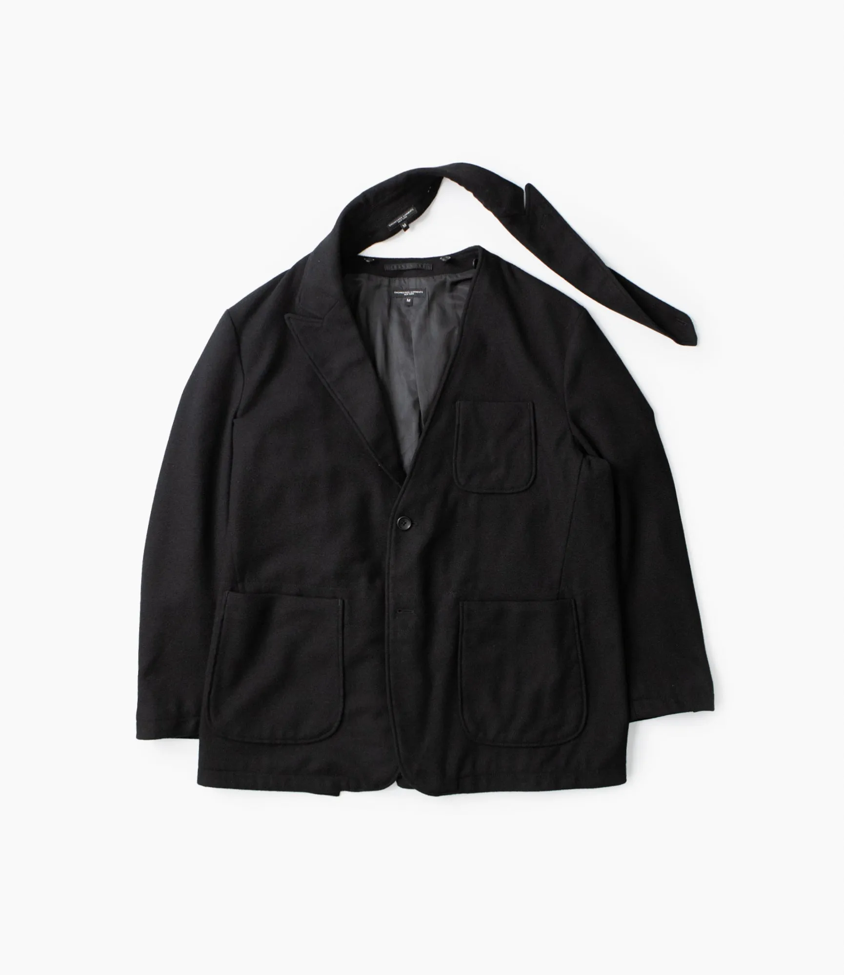 Trans Jacket – Black Solid Poly Wool Flannel