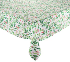 Winter Foliage Tablecloth in White Red & Green by Kim Seybert