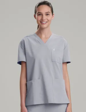 Womens 3-Pocket V-Neck Scrub Top - Stone Gray